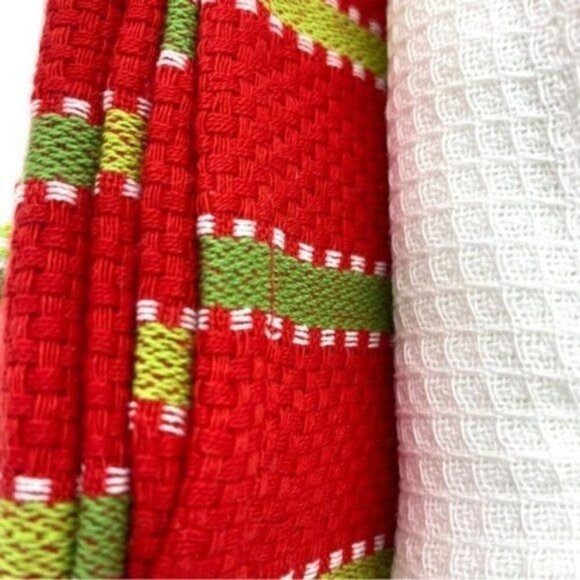 Winter Wonderland Set of Five Candy Cane Kitchen Towels Embroidered New - Picture 5 of 9